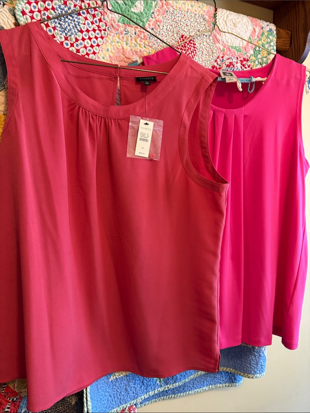 Talbots Sleeveless Pleated Shell Top - Deep Rose NWT and Anne Klein Gently Worn